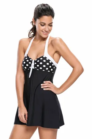 11487 Black Polka Dot Skorts Swimsuit