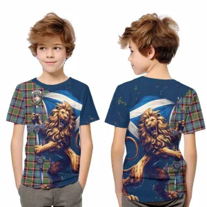 Aikenhead Tartan Family Crest Kid T-Shirt with Scottish Majestic Lion