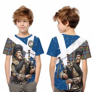 Aikenhead Tartan Kid T-Shirt with Family Crest Scottish Bagpiper Vibes
