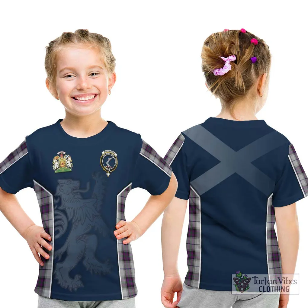 Alexander of Menstry Dress Tartan Kid T-Shirt with Family Crest and Lion Rampant Vibes Sport Style