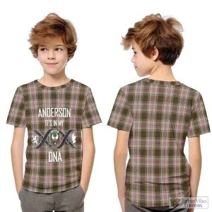 Anderson Dress Tartan Kid T-Shirt with Family Crest DNA In Me Style