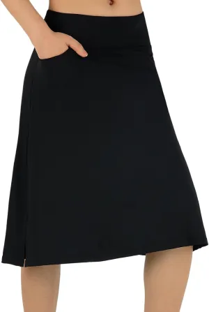 ANIVIVO Women's Skorts Knee Length, Modest Long Skort Athletic Sports Casual Skirt with High Waisted Pockets