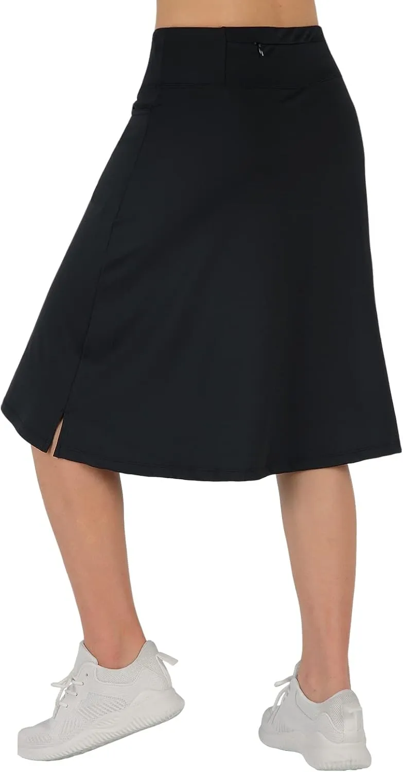 ANIVIVO Women's Skorts Knee Length, Modest Long Skort Athletic Sports Casual Skirt with High Waisted Pockets