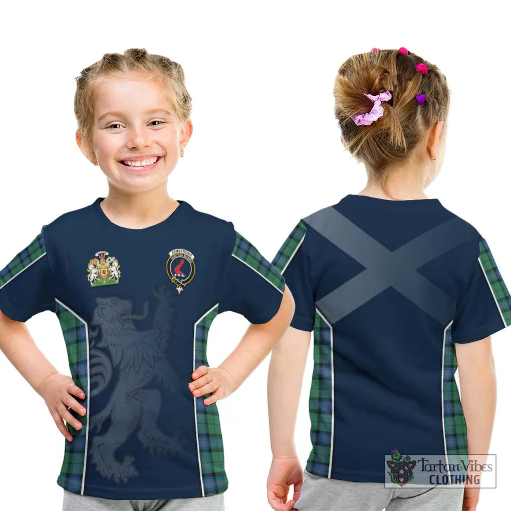 Armstrong Ancient Tartan Kid T-Shirt with Family Crest and Lion Rampant Vibes Sport Style