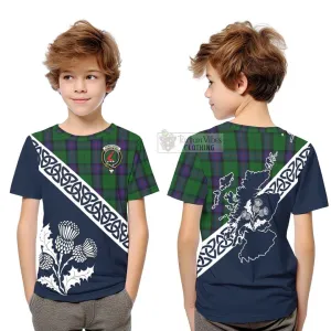 Armstrong Tartan Kid T-Shirt Featuring Thistle and Scotland Map