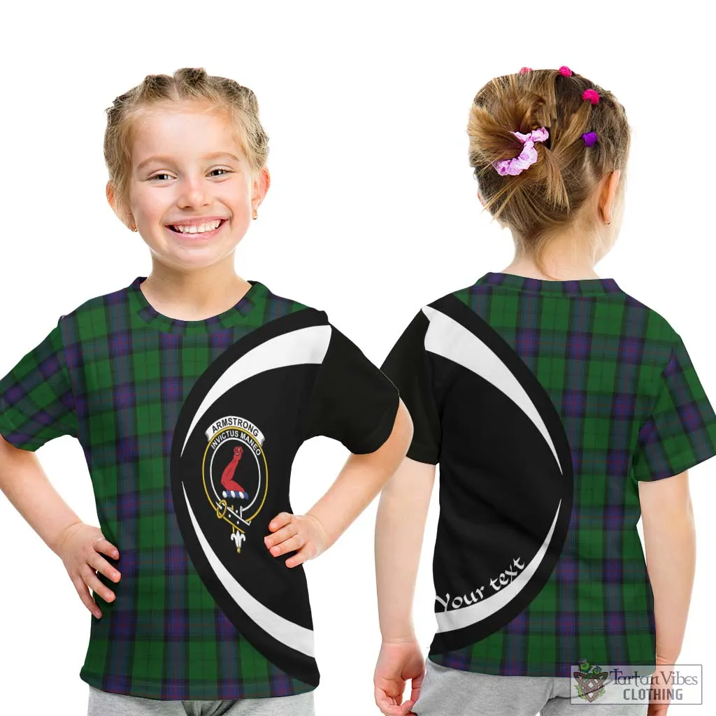 Armstrong Tartan Kid T-Shirt with Family Crest Circle Style