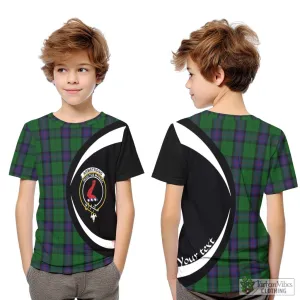Armstrong Tartan Kid T-Shirt with Family Crest Circle Style
