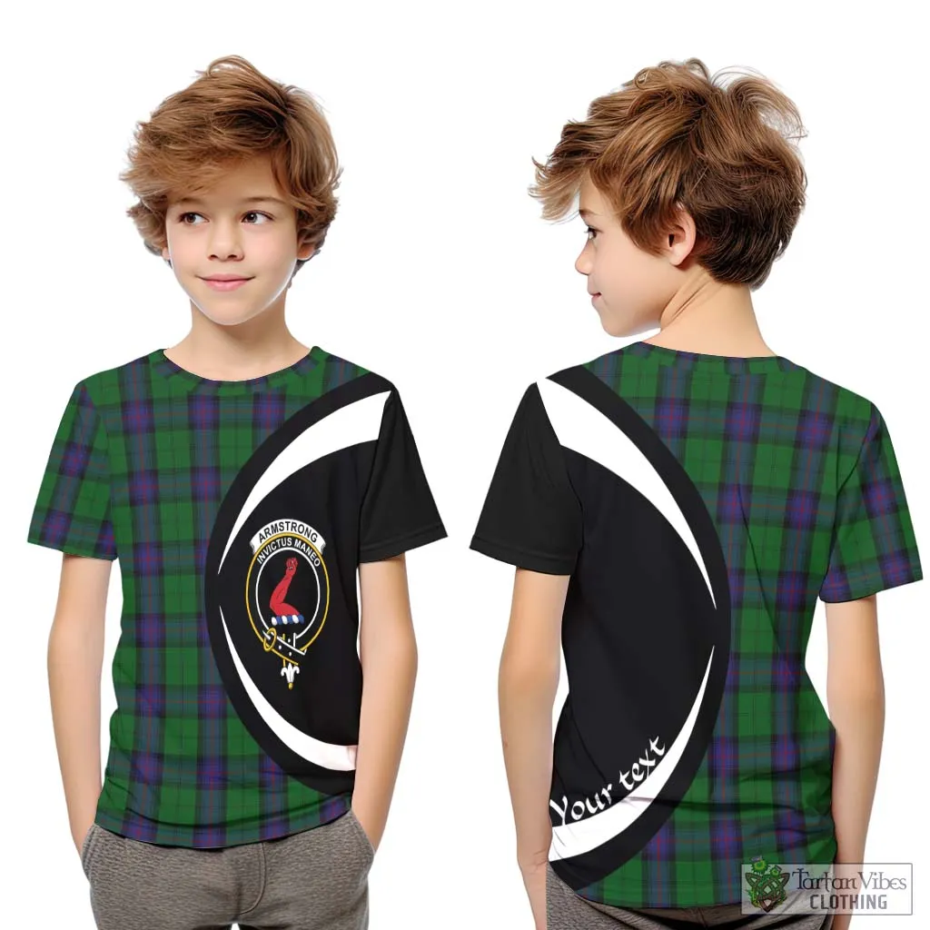 Armstrong Tartan Kid T-Shirt with Family Crest Circle Style