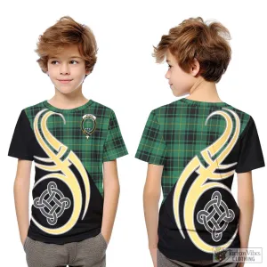 Arthur Ancient Tartan Kid T-Shirt with Family Crest and Celtic Symbol Style