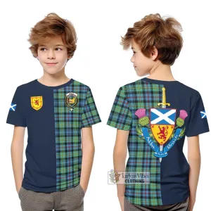 Bailey Ancient Tartan Kid T-Shirt Alba with Scottish Lion Royal Arm Half Style
