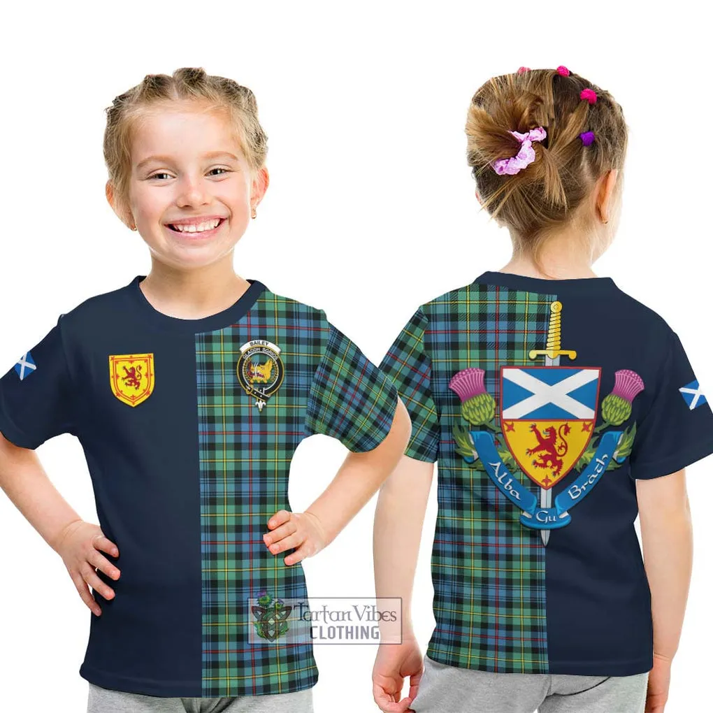 Bailey Ancient Tartan Kid T-Shirt Alba with Scottish Lion Royal Arm Half Style