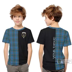 Bain Tartan Kid T-Shirt with Family Crest and Half Of Me Style