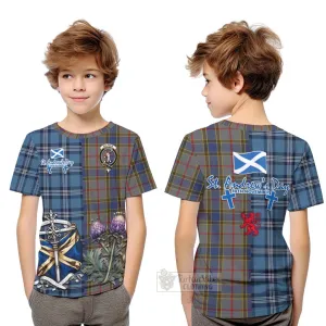 Balfour Tartan Kid T-Shirt Happy St. Andrew's Day Half Tartan Style