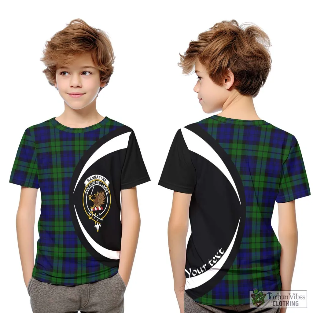 Bannatyne Tartan Kid T-Shirt with Family Crest Circle Style