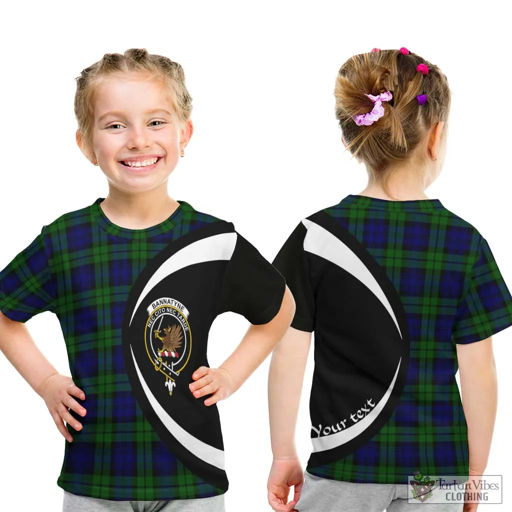 Bannatyne Tartan Kid T-Shirt with Family Crest Circle Style