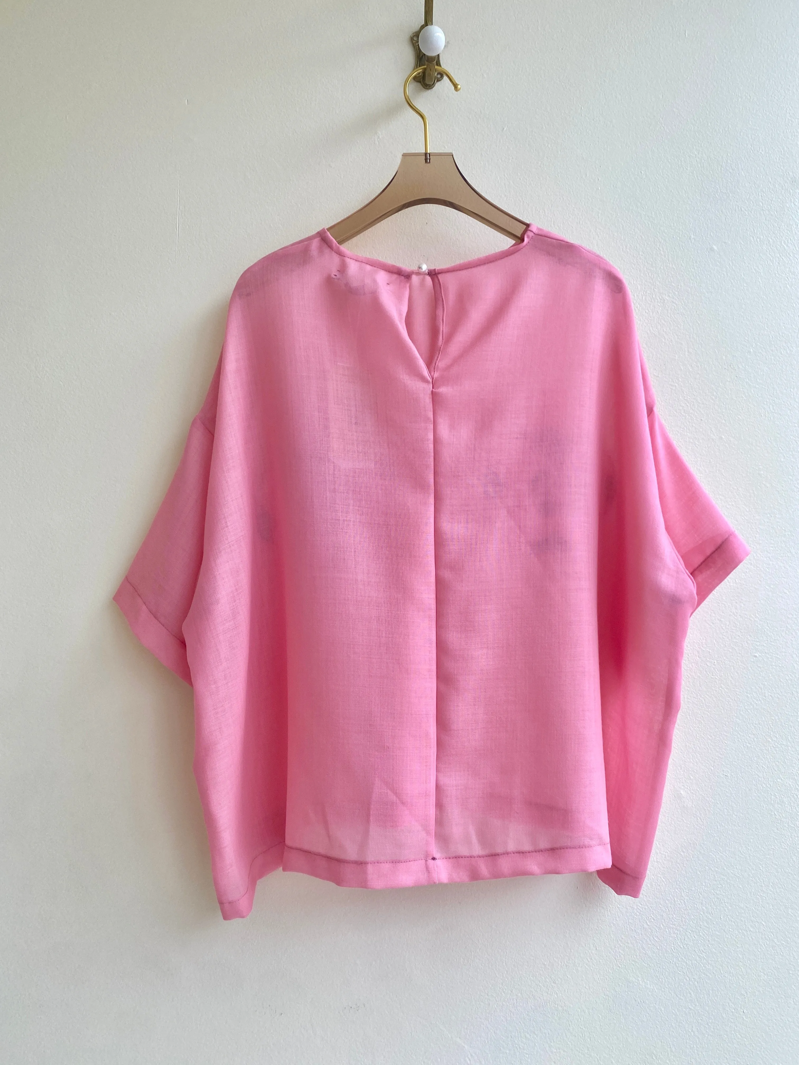 Blue or Pink Pansies Hand-Appliqued Patch Cotton Voile Tee