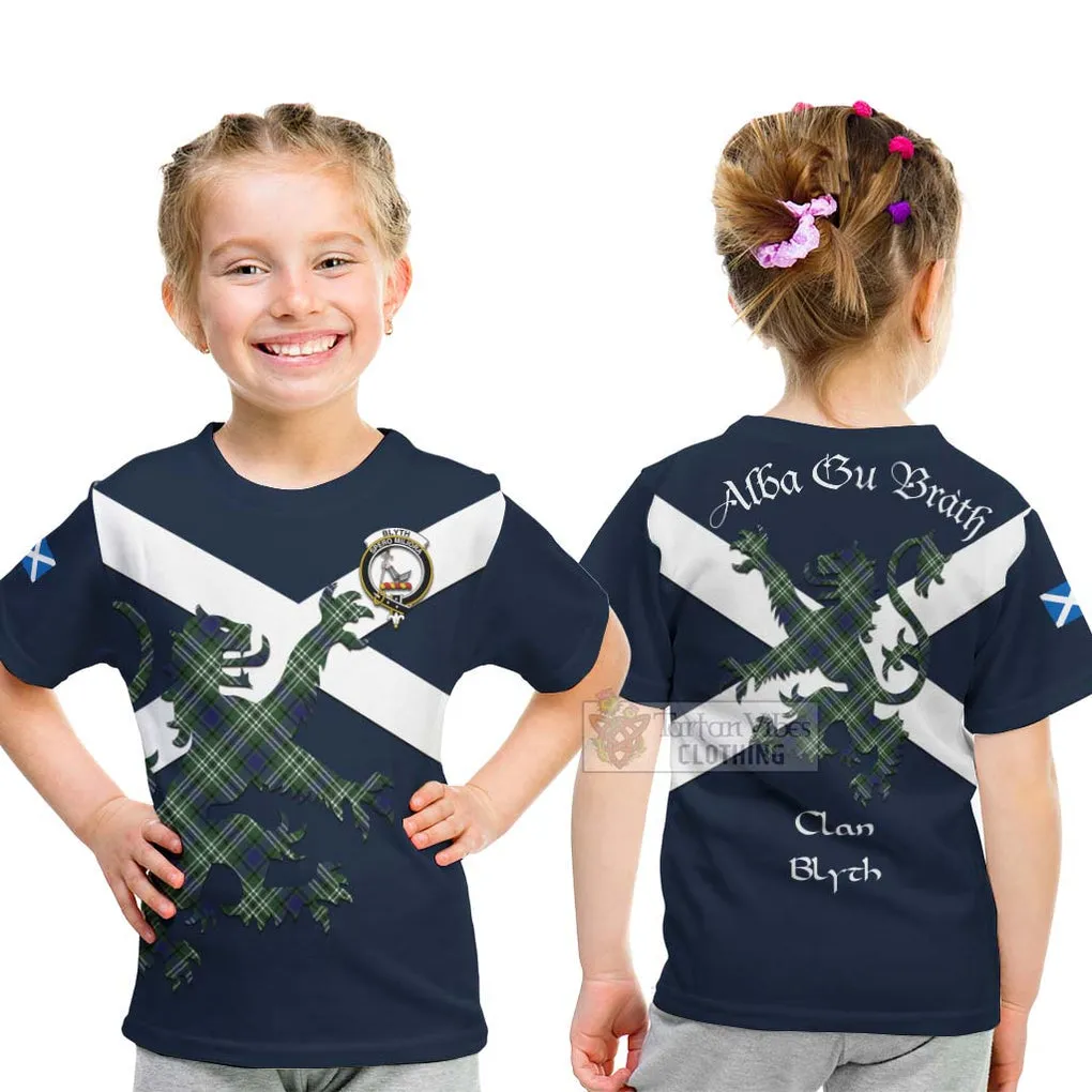 Blyth Tartan Lion Rampant Kid T-Shirt Proudly Display Your Heritage with Alba Gu Brath and Clan Name