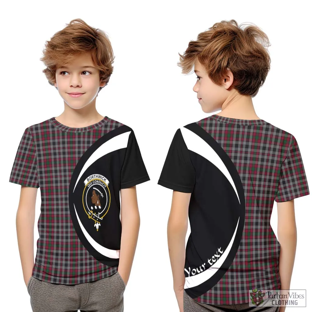 Borthwick Tartan Kid T-Shirt with Family Crest Circle Style