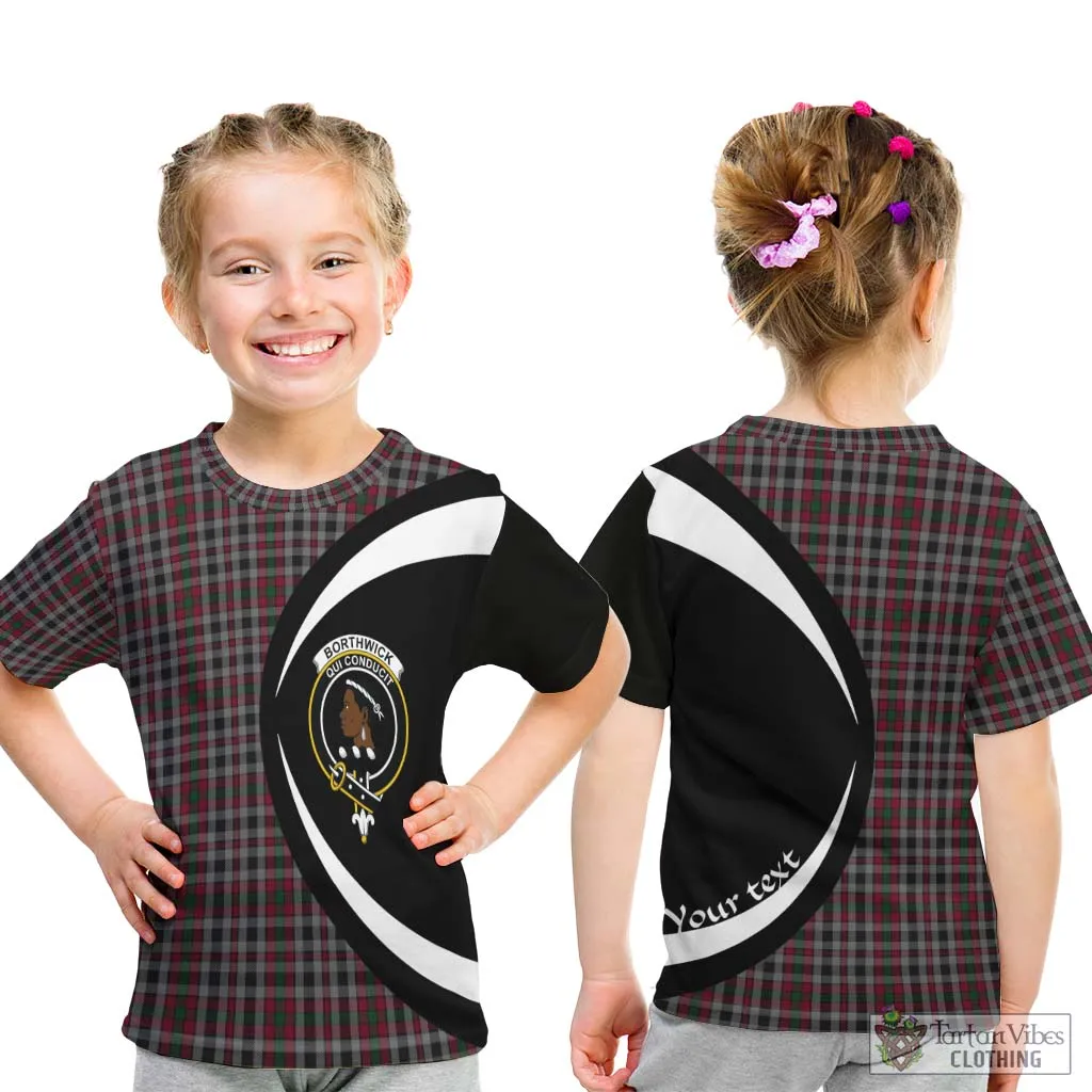Borthwick Tartan Kid T-Shirt with Family Crest Circle Style