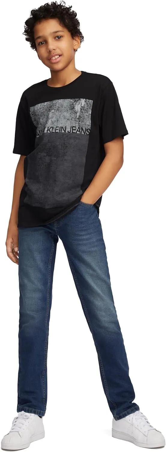 Calvin Klein Boys' Short Sleeve Fashion Graphic Crew Neck T-Shirt, Comfortable, Relaxed Fit