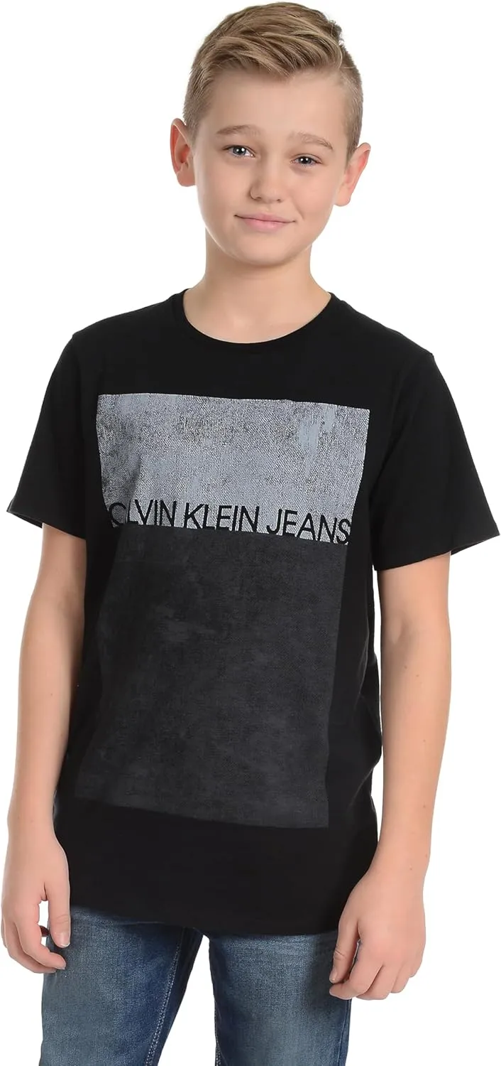 Calvin Klein Boys' Short Sleeve Fashion Graphic Crew Neck T-Shirt, Comfortable, Relaxed Fit