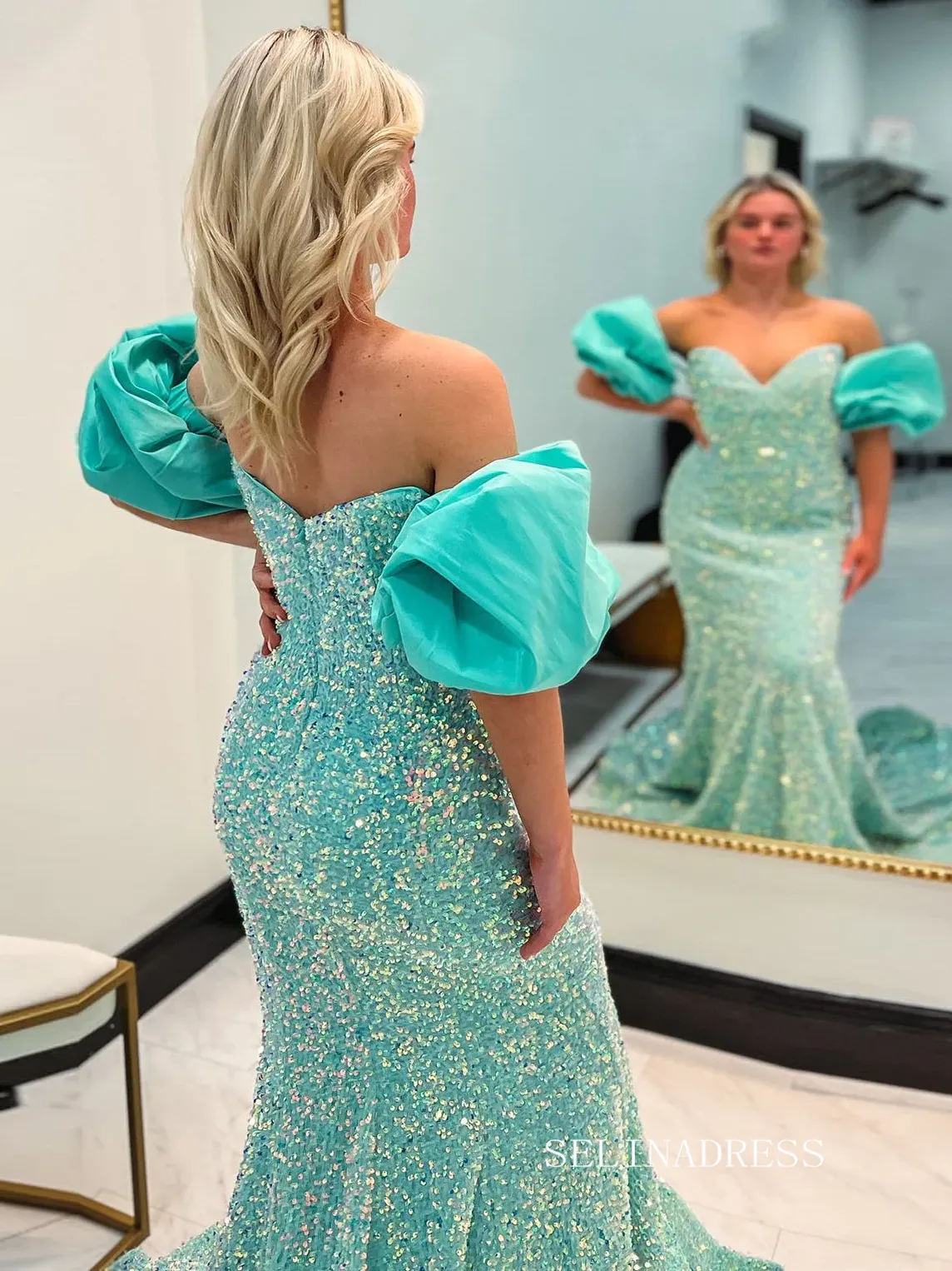 Chic Elegant Mermaid Long Prom Dresses Pink Gorgeous Cheap Sequins Evening Dress lpk143