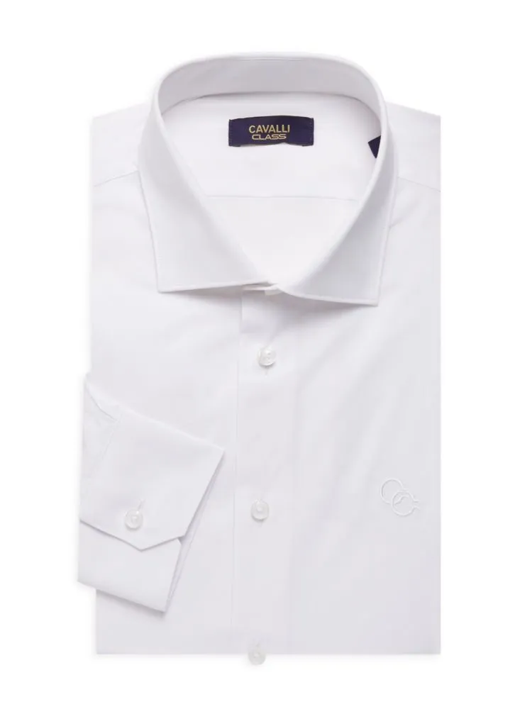 Classic comfortable fit shirt with Cavalli Class logo By Roberto Cavalli, white