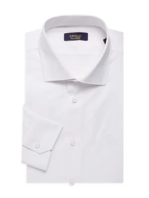 Classic comfortable fit shirt with Cavalli Class logo By Roberto Cavalli, white