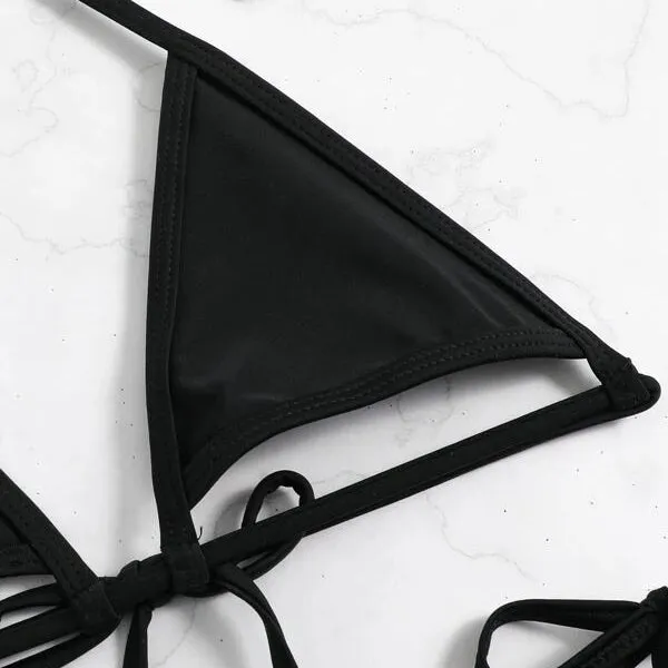 Cut-out Micro Triangle Thong Bikini Swimsuit