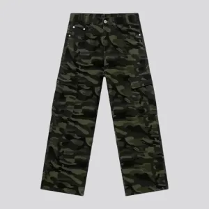 Fashionable baggy leg boho men's denim pants