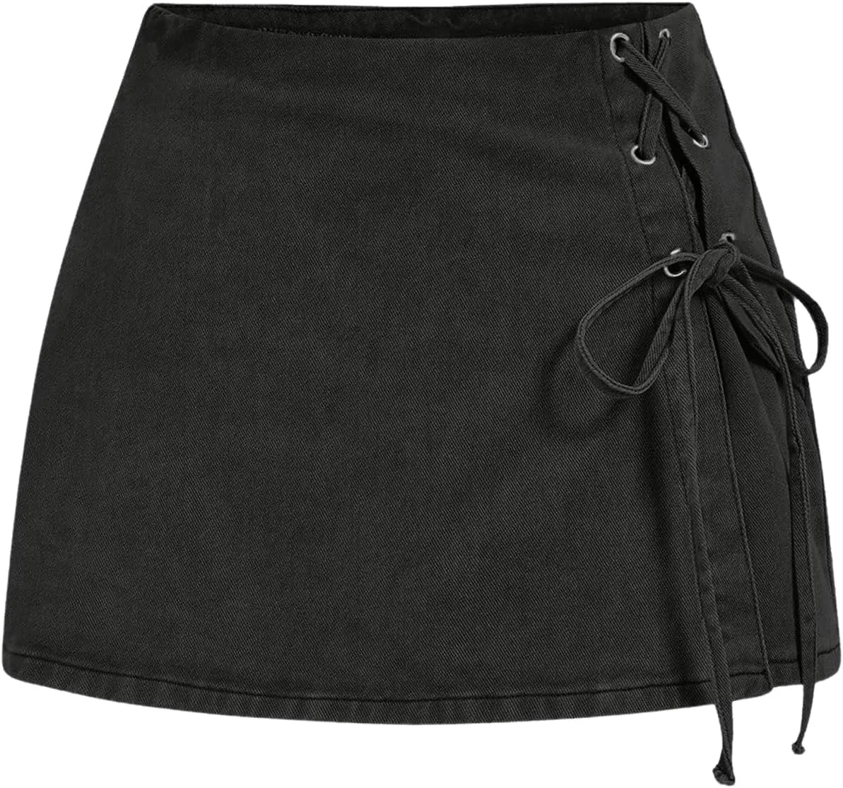 Floerns Women's High Waist Denim Skorts Grommet Eyelet Lace Up Mini Skirt Shorts
