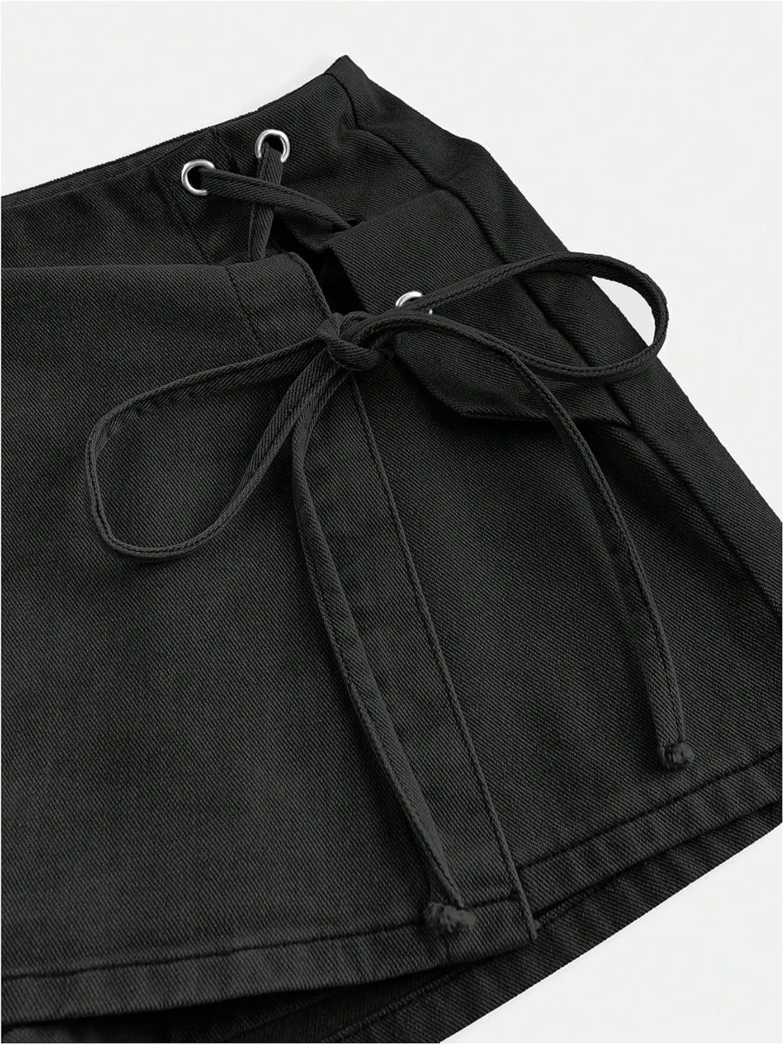 Floerns Women's High Waist Denim Skorts Grommet Eyelet Lace Up Mini Skirt Shorts