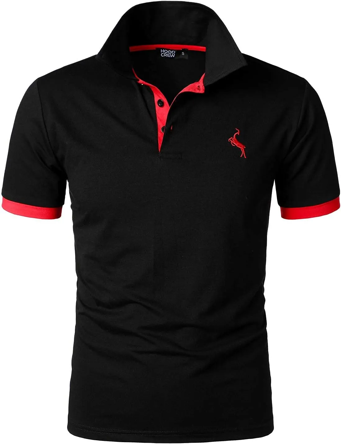 HOOD CREW Mens Classic Polo Shirt Short Sleeve Shirts Lightweight Casual Tops