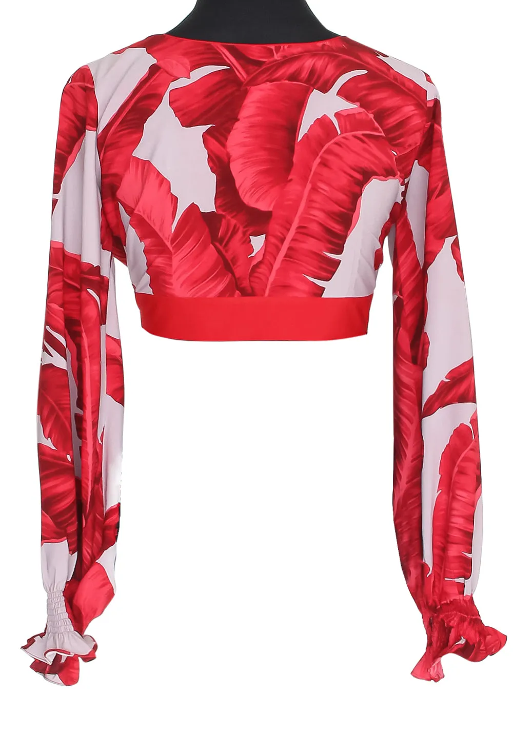 Jungle - Red / Grey Palm Crop Top (Red)