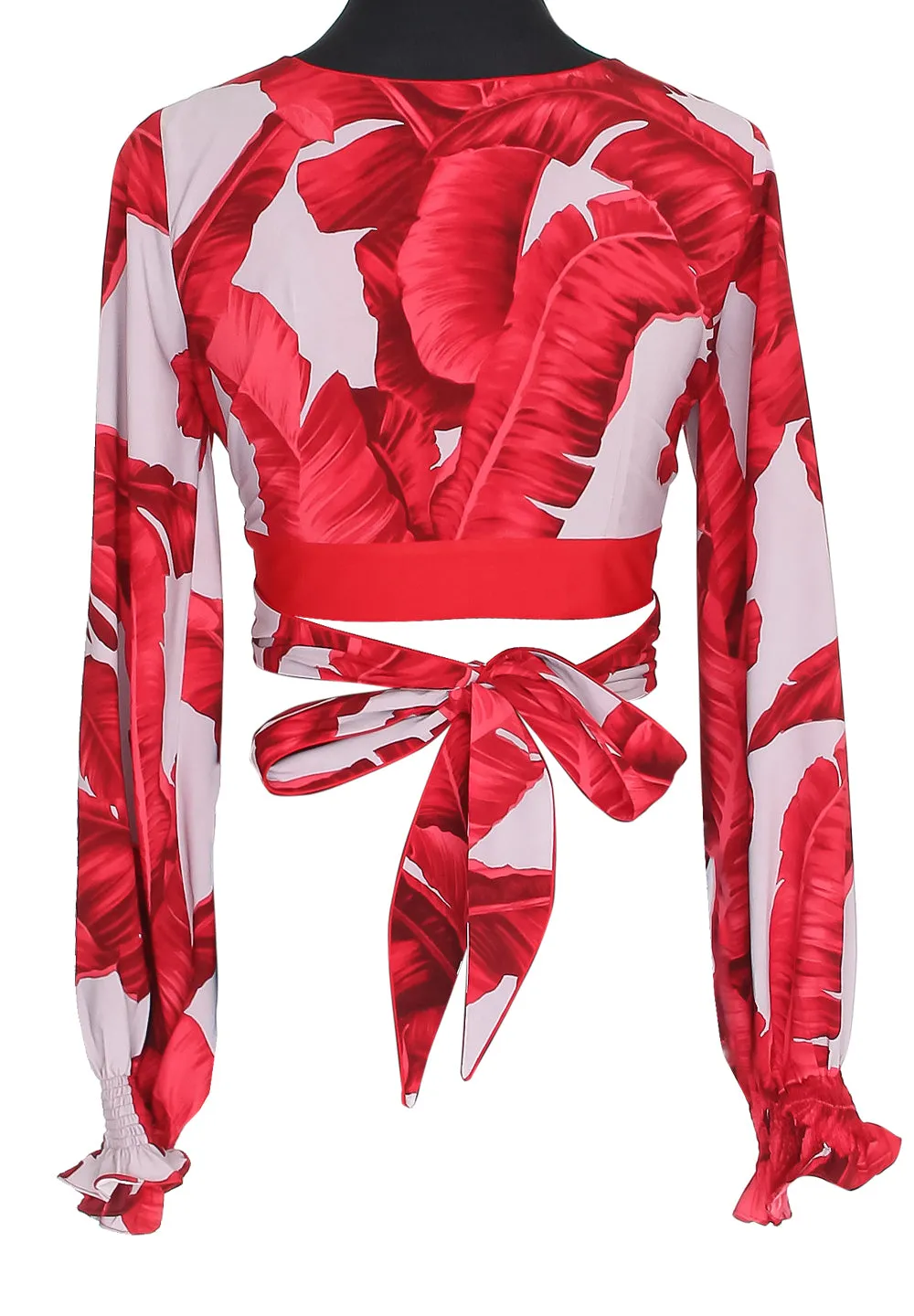 Jungle - Red / Grey Palm Crop Top (Red)