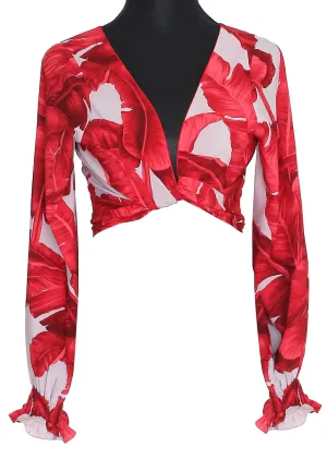 Jungle - Red / Grey Palm Crop Top (Red)