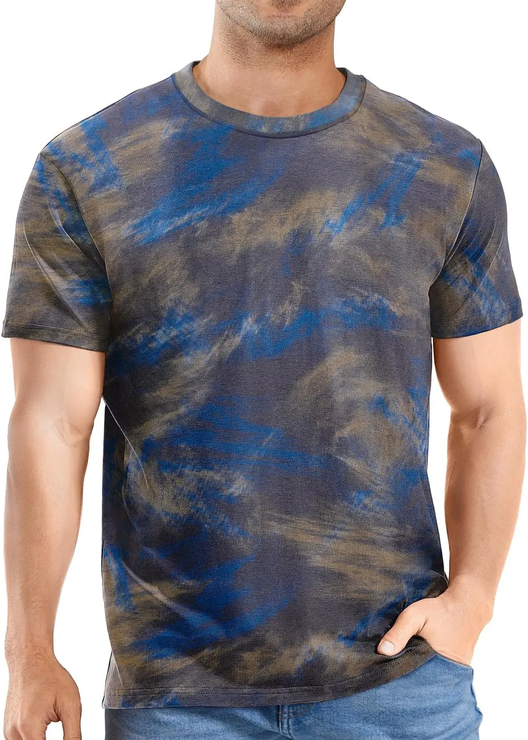 Keasmto Mens T-Shirts Casual Stylish Graphic Short Sleeve Hip Hop T Shirts Cotton Hipster Tees Tops Print Shirt