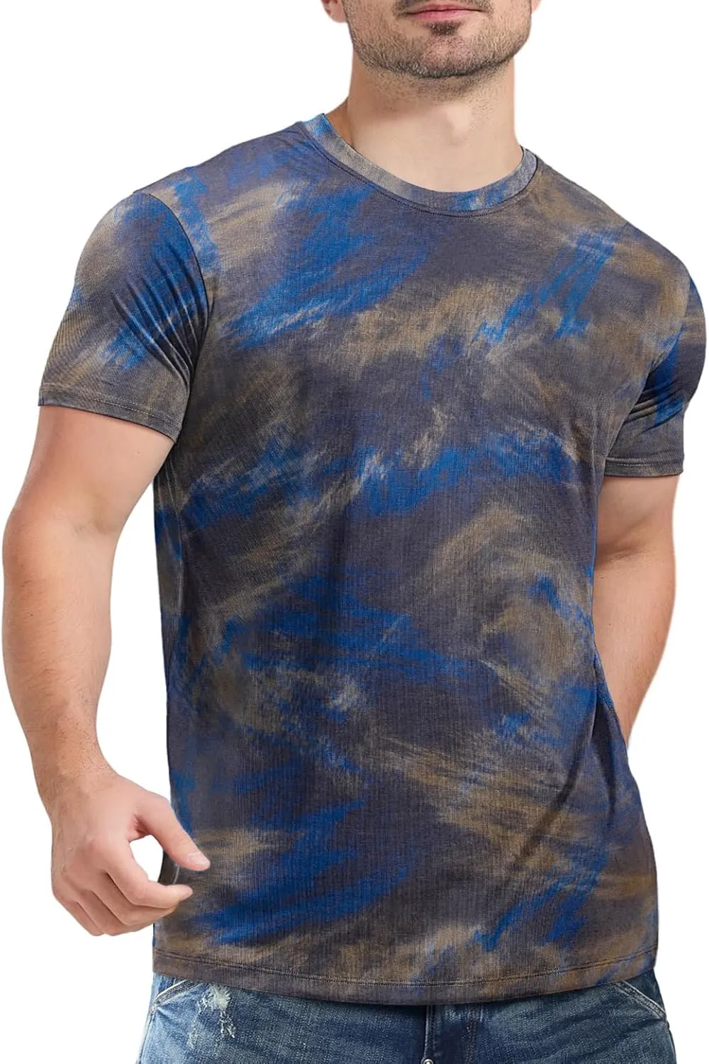 Keasmto Mens T-Shirts Casual Stylish Graphic Short Sleeve Hip Hop T Shirts Cotton Hipster Tees Tops Print Shirt