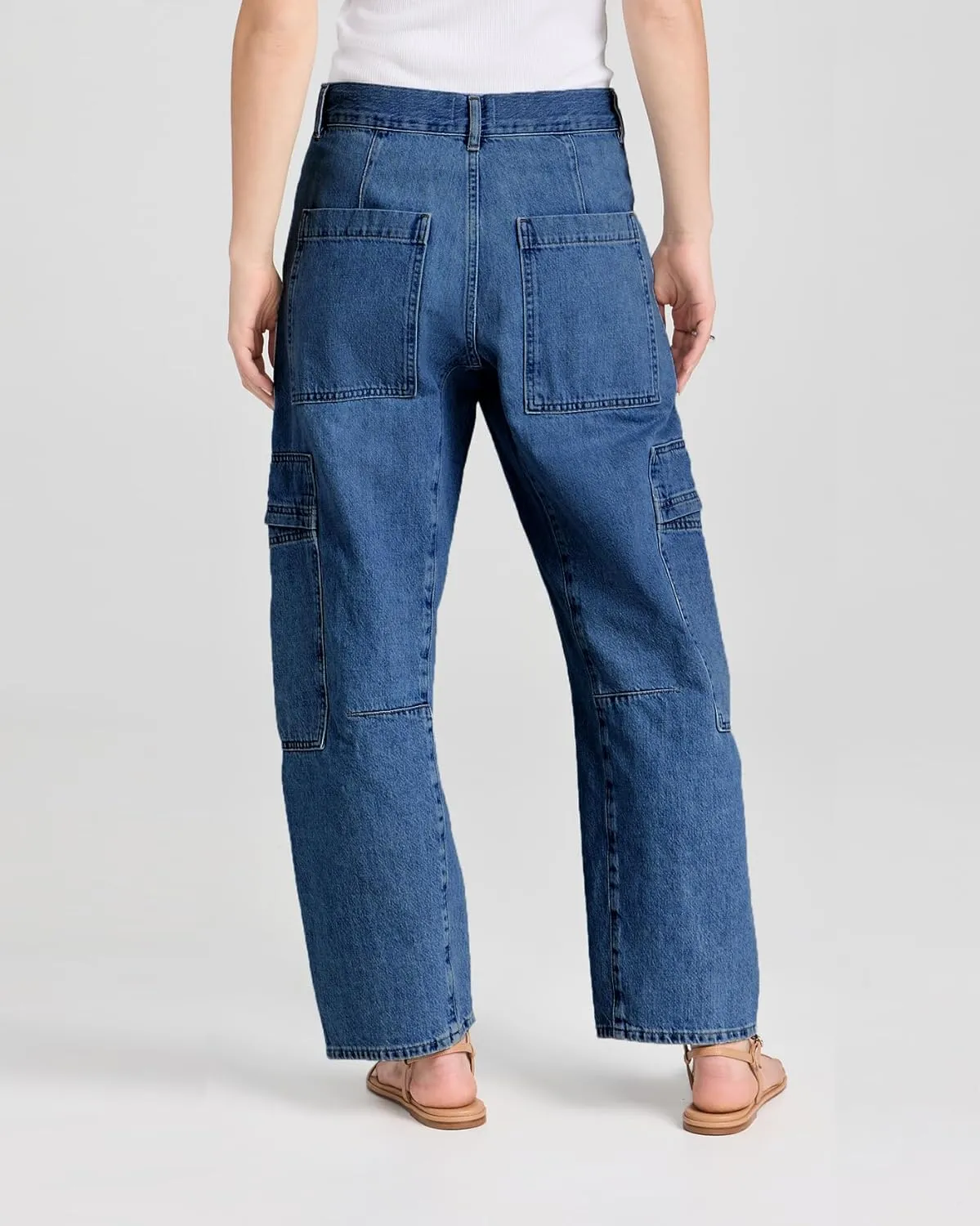 Kedera High Waisted Barrel Cargo Jeans for Women 2025 Wide Leg Denim Pants Baggy Boyfriend Jeans with 6 Pockets