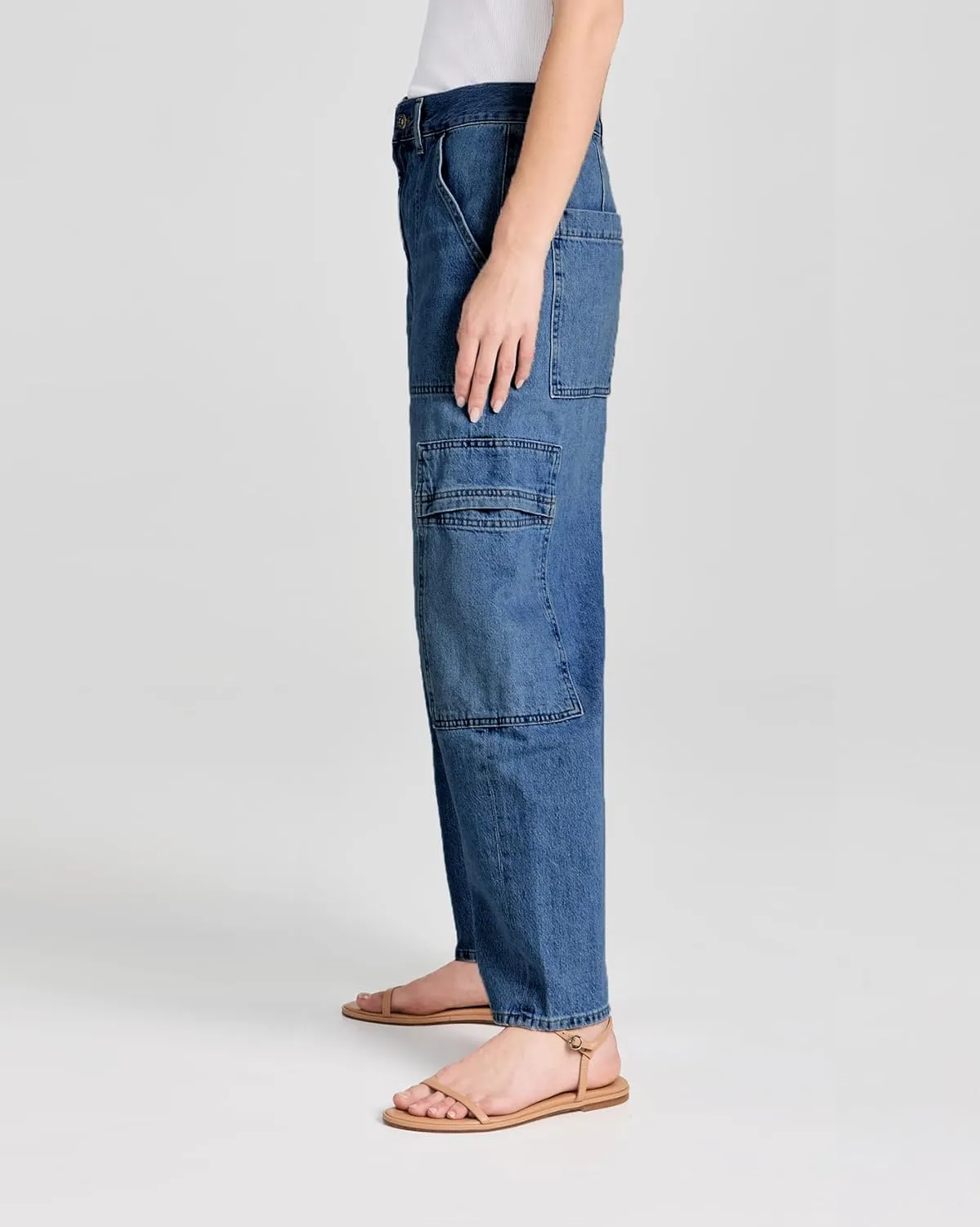 Kedera High Waisted Barrel Cargo Jeans for Women 2025 Wide Leg Denim Pants Baggy Boyfriend Jeans with 6 Pockets