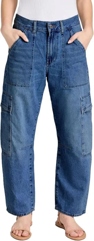 Kedera High Waisted Barrel Cargo Jeans for Women 2025 Wide Leg Denim Pants Baggy Boyfriend Jeans with 6 Pockets
