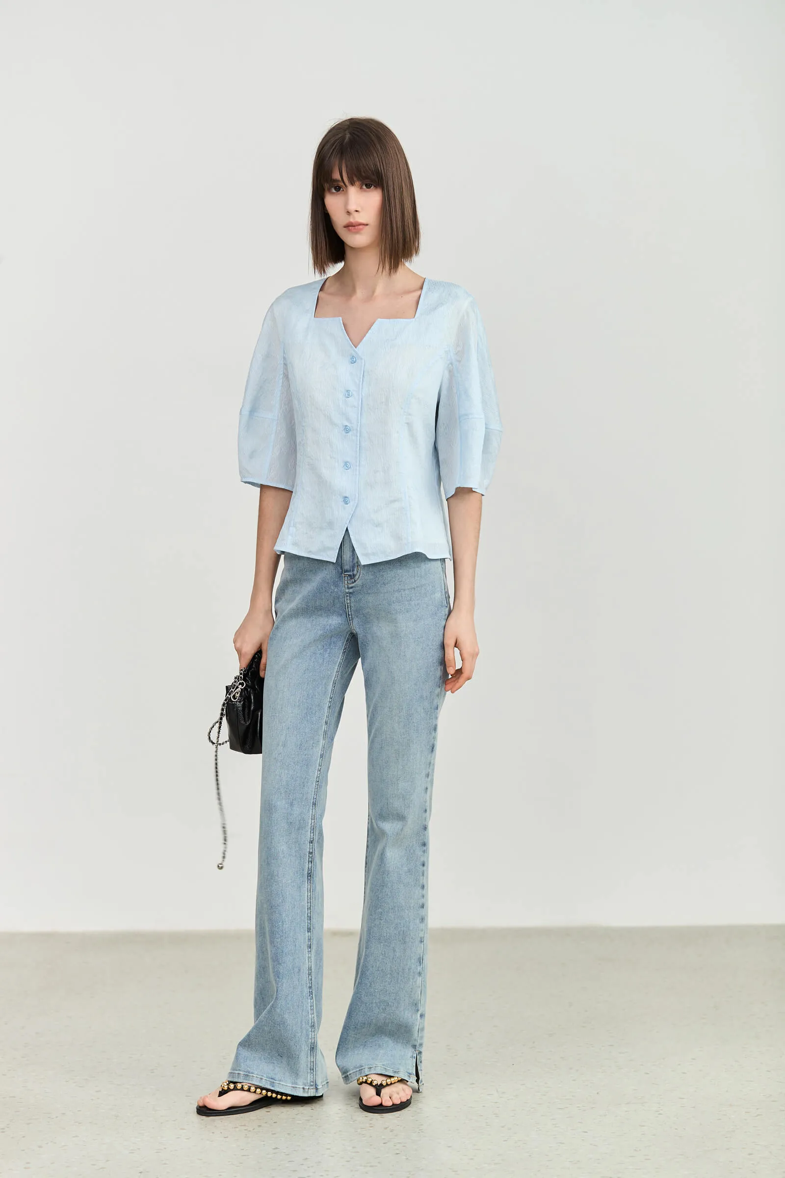 LILY Square Neck Puff Sleeve Shirt