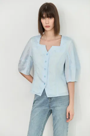 LILY Square Neck Puff Sleeve Shirt