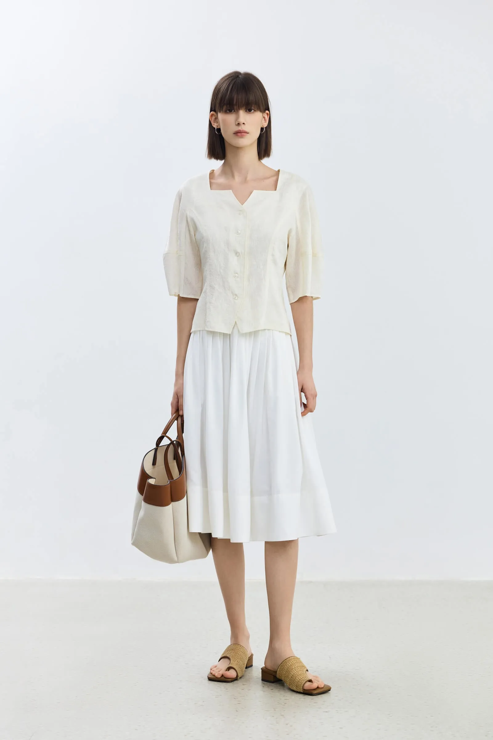 LILY Square Neck Puff Sleeve Shirt