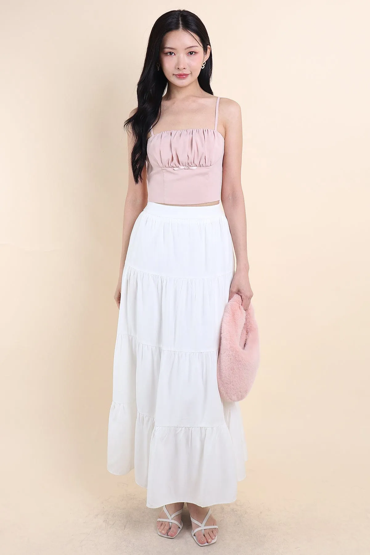 LOVEA RUCHED RIBBON TOP IN PINK