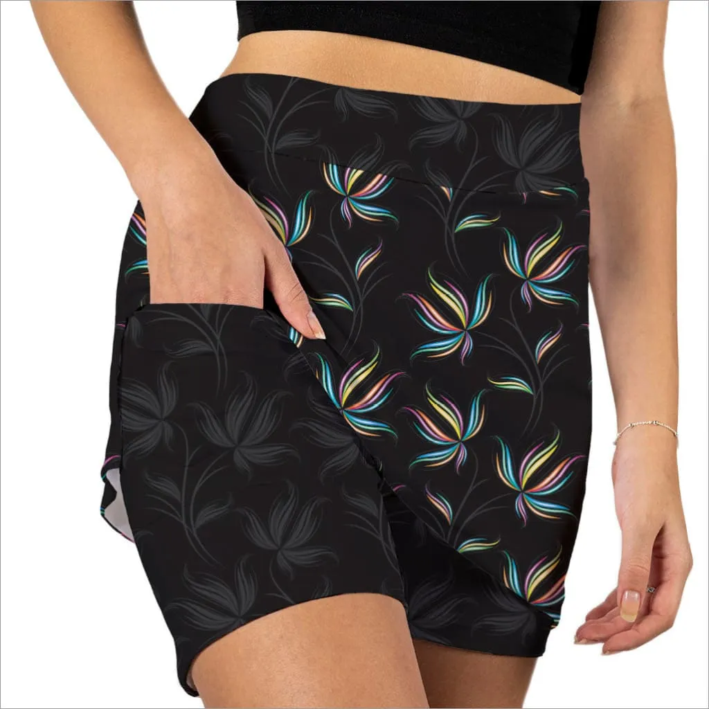 MIDNIGHT BLOSSOMS PULL ON SKORT