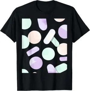 Playful Abstract Pastel Geometric Pattern Art T-Shirt
