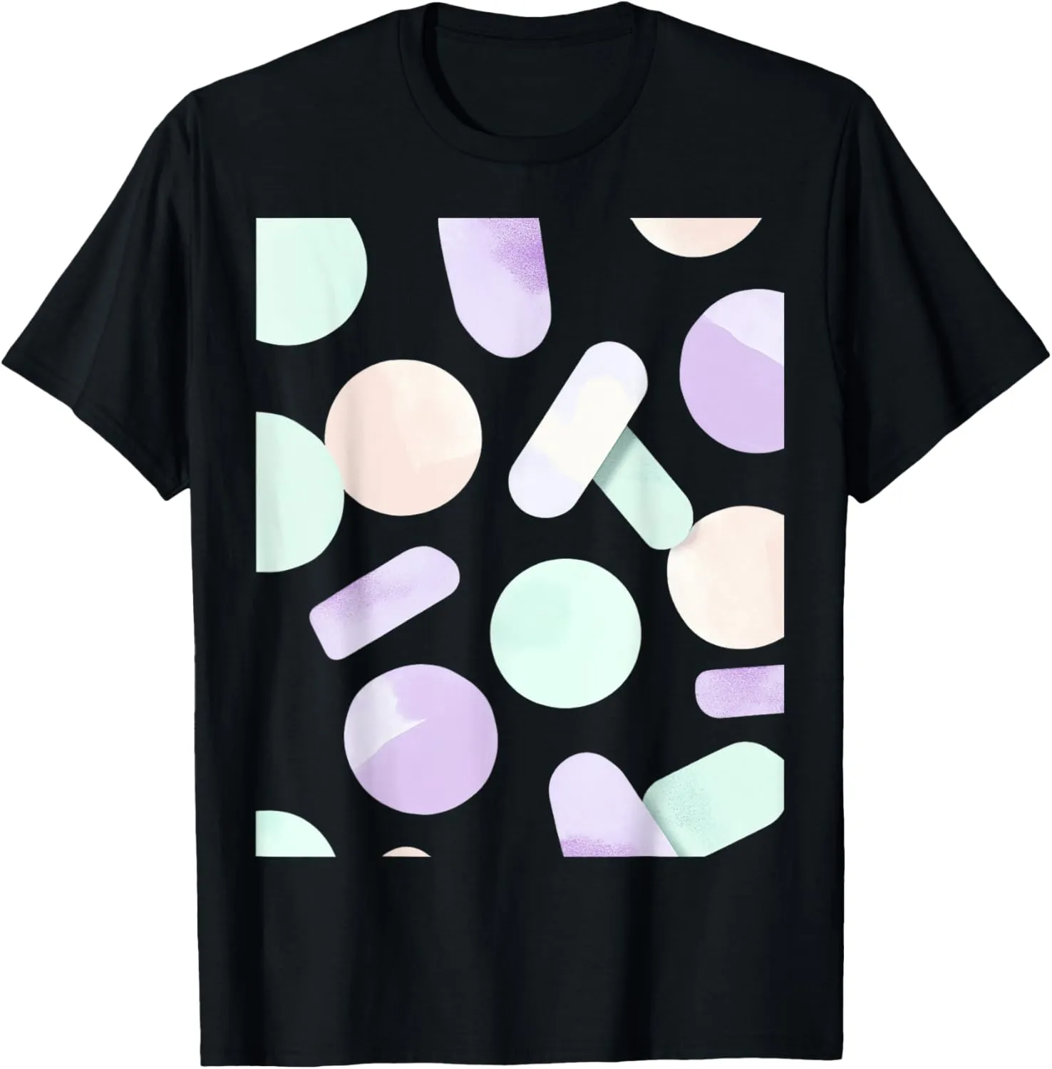 Playful Abstract Pastel Geometric Pattern Art T-Shirt
