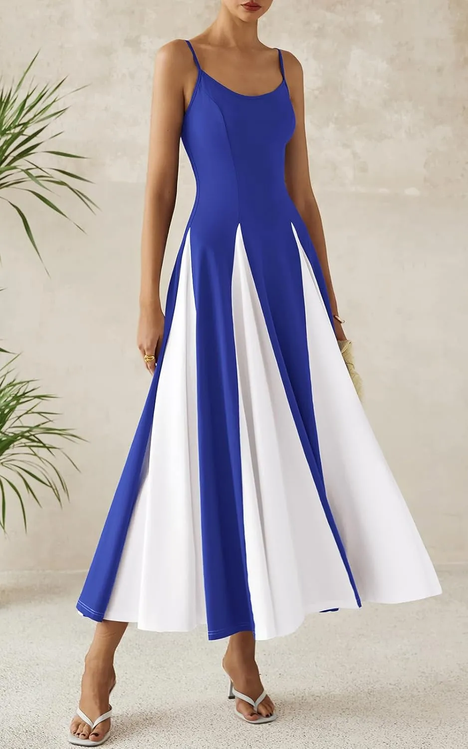 PRETTYGARDEN Spaghetti Strap Backless Summer Dresses for Women 2025 Flowy Maxi Dresses Sleeveless Wedding Guest Dress