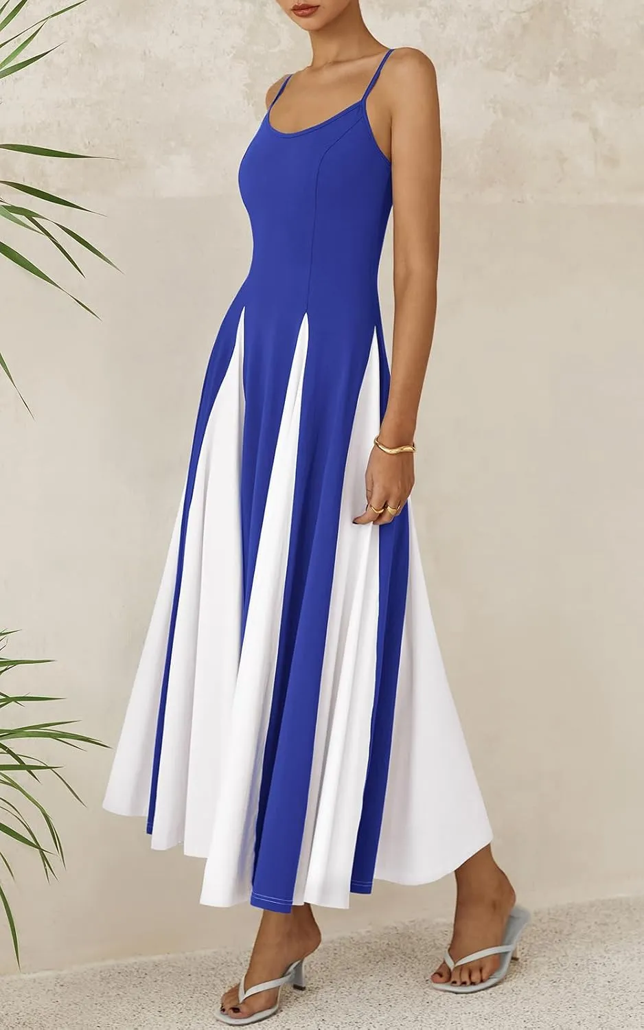 PRETTYGARDEN Spaghetti Strap Backless Summer Dresses for Women 2025 Flowy Maxi Dresses Sleeveless Wedding Guest Dress
